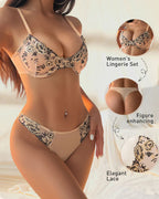 Sexy Push-up Embroidered Mesh See-through Lingerie Set