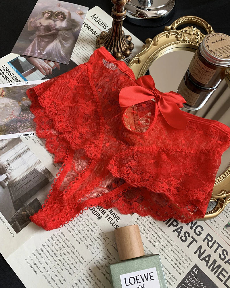 High-waisted Lace Openwork Mesh Breathable Panties