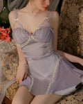 Rhinestone‑Trimmed Open‑Back Satin Slip Chemise