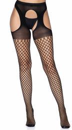 Oval Net Suspender Pantyhose
