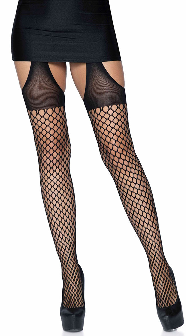 Oval Net Suspender Pantyhose