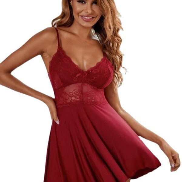 Sexy Lace Sheer Spaghetti Strap Nightdress