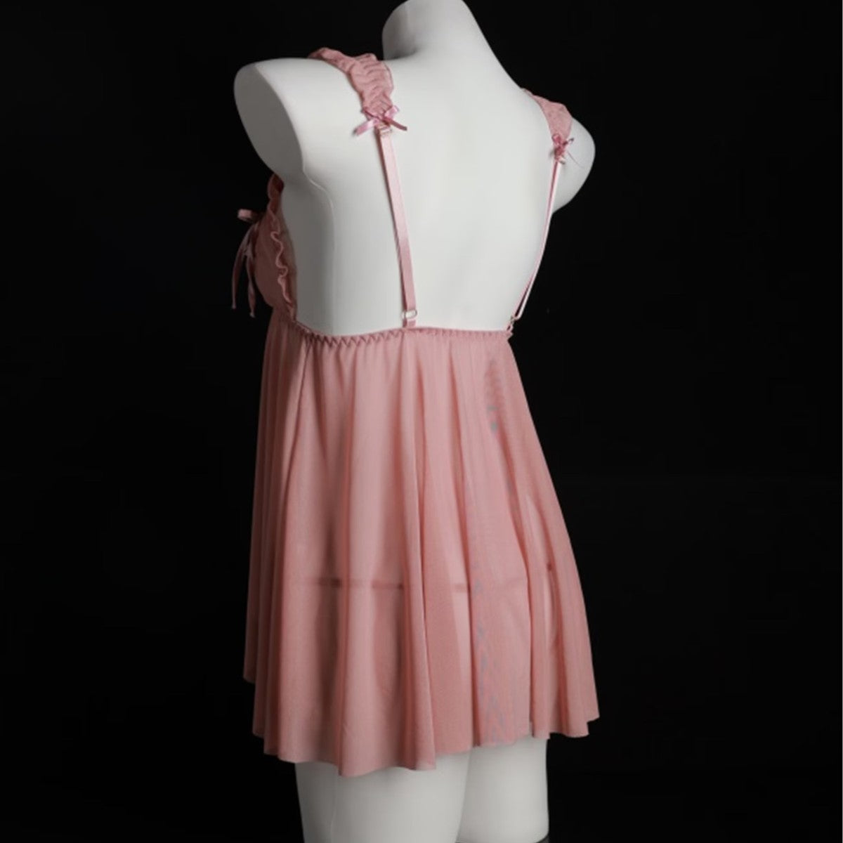 Bow‑Decorated Sheer Mesh Babydoll