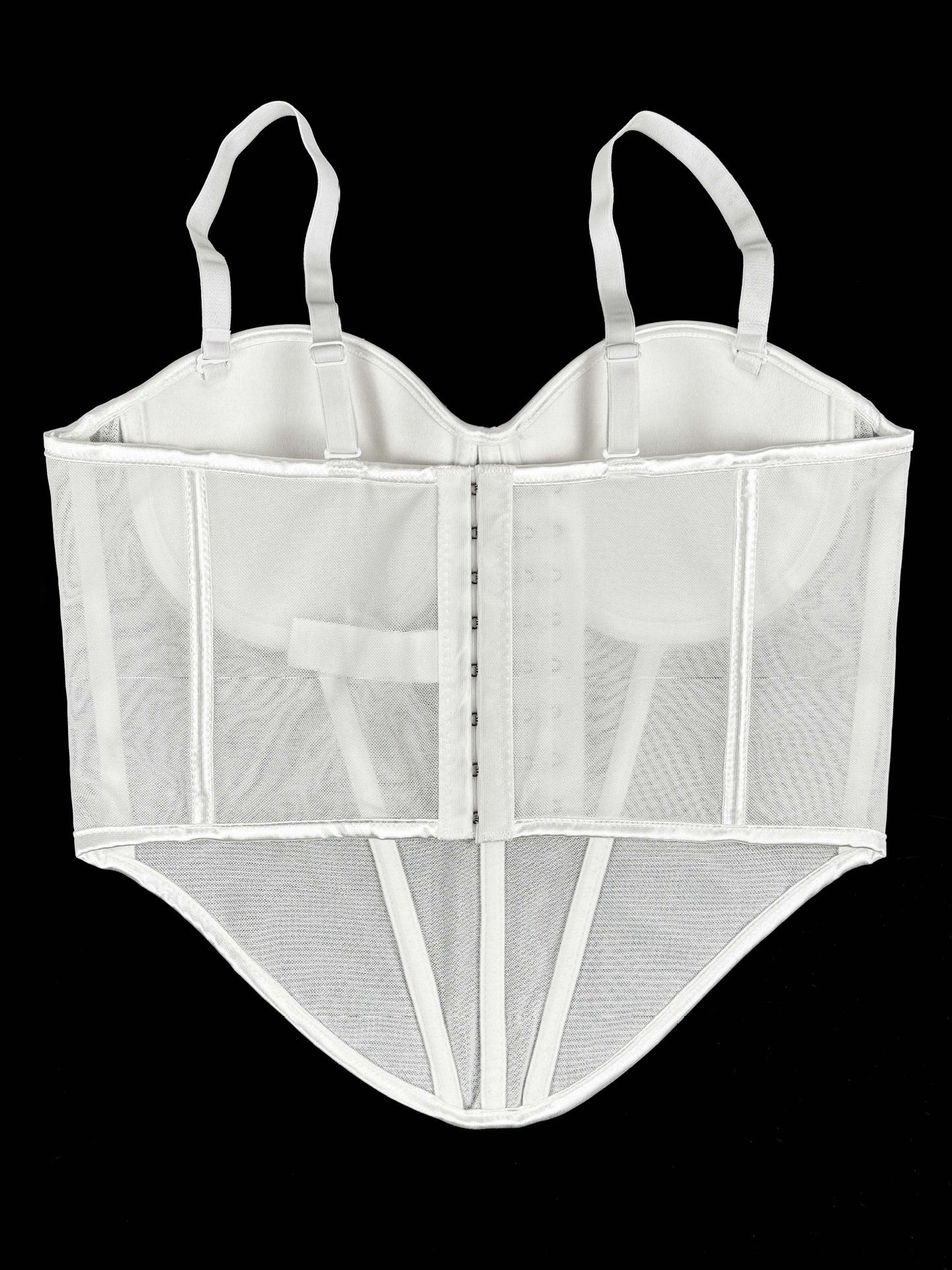 Rhinestone-Trimmed Sheer Corset Bustier