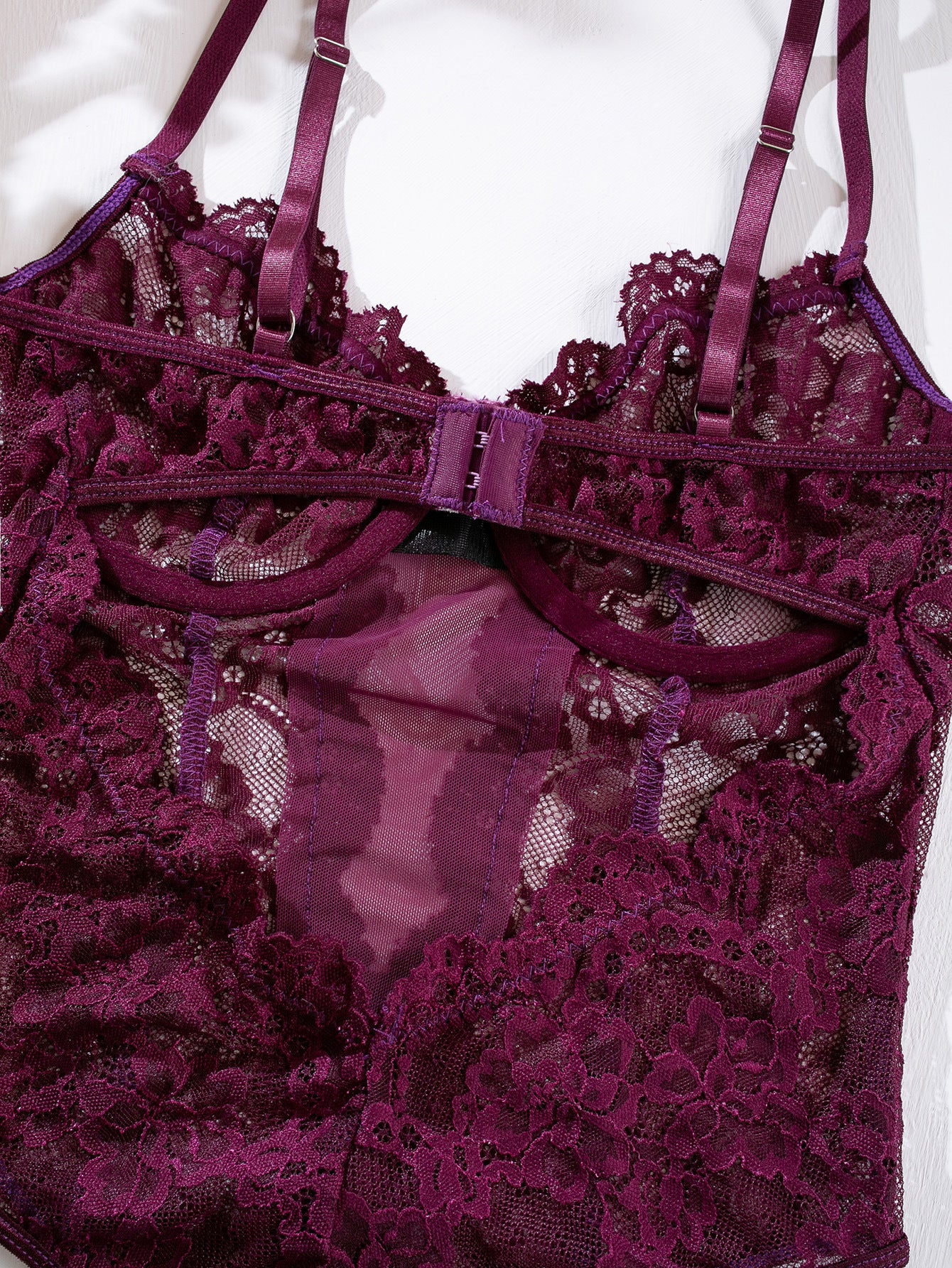 Sheer Mesh Patchwork Push Up High Cut One Piece