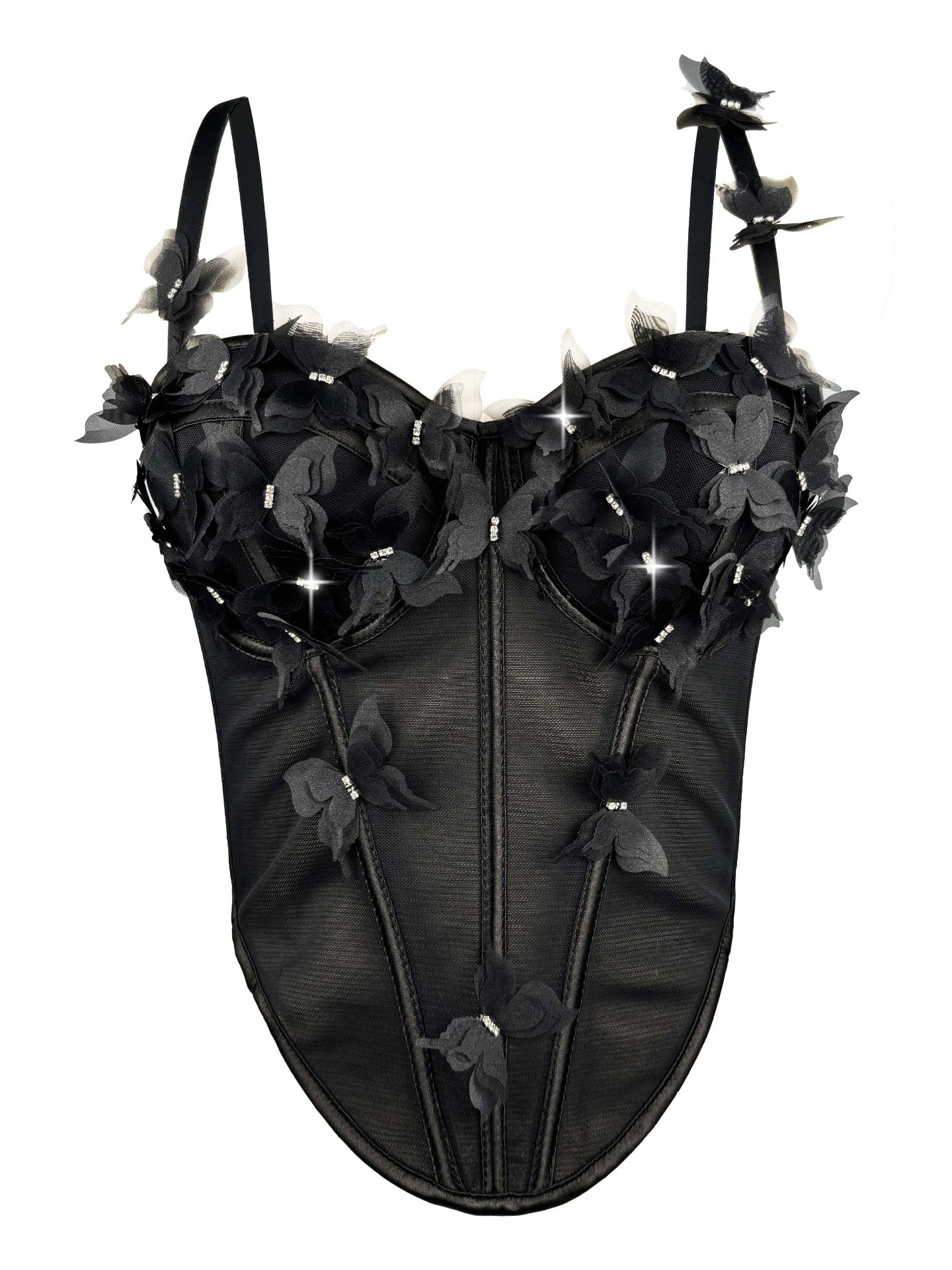 Butterfly Appliqué Corset Lingerie Top