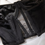 Lace Corset Crop Top with Pearl Chain Detail