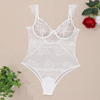 Seductive Floral Lace Teddy Lingerie with Underwire Support