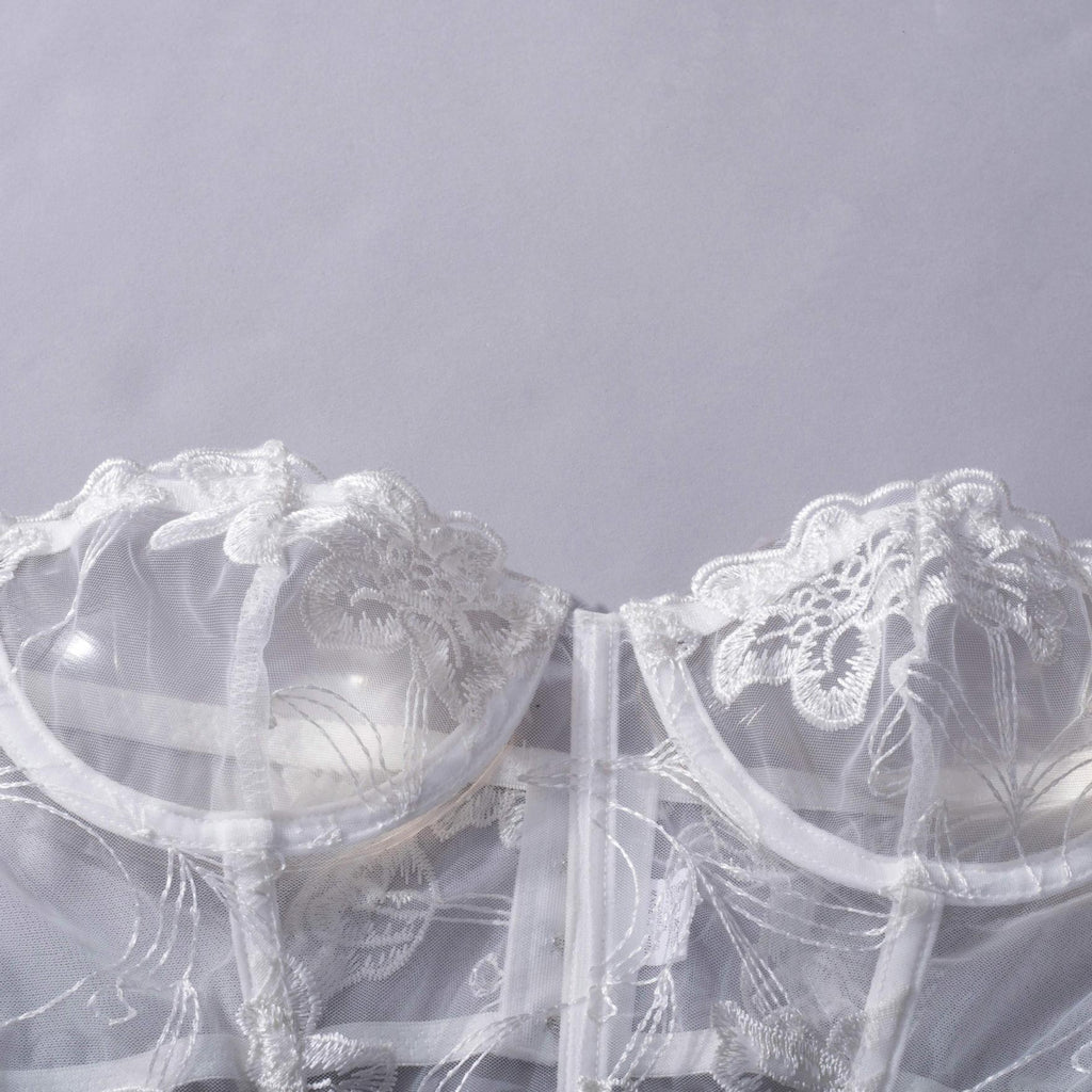 Romantic White Floral Lace Lingerie Set
