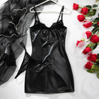 Patent Faux‑Leather Bodycon Mini Lingerie Dress