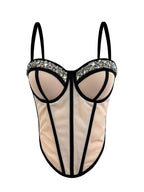 Rhinestone-Trimmed Sheer Corset Bustier
