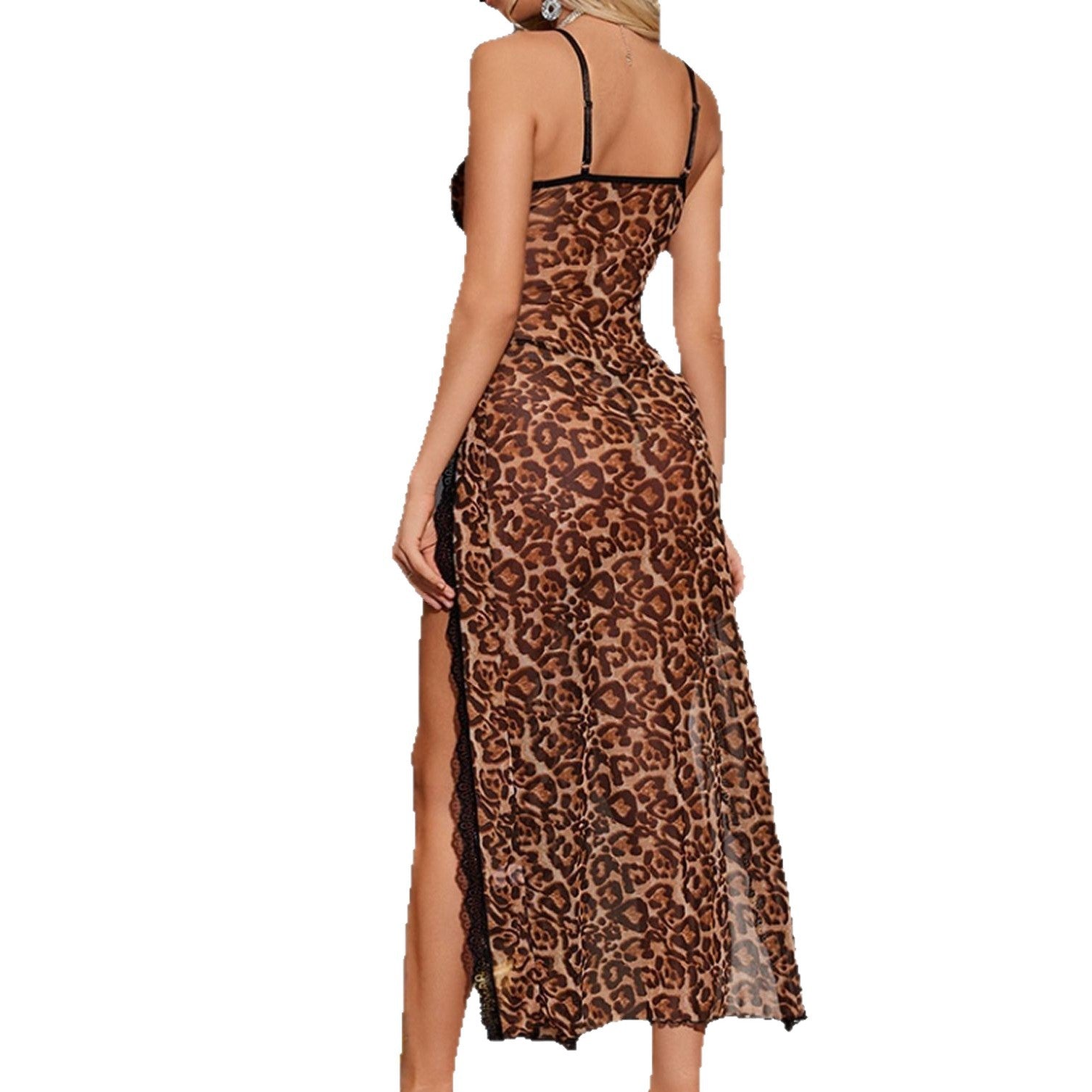 Sexy Mesh V Neck Side Split Nightdress