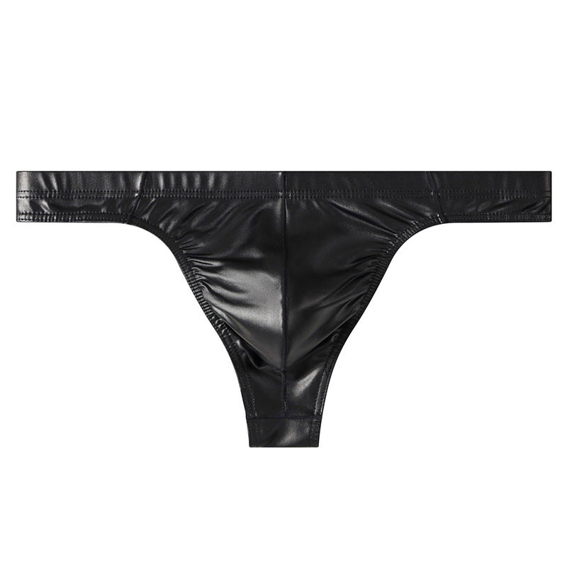 Men’s Wet Look Faux Leather Thong