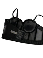 Pearl-Embellished Mesh Structured Corset Bustier
