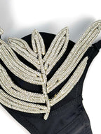 Leaf-Shaped Rhinestone Embellished Push-Up Bra