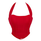 Halter Neck Push-Up Shapewear Corset Top with Boning And Lace-Up Detail