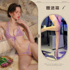 New Sexy 3-Piece Lingerie Set, Open-Crotch Bikini Style, Plus Size