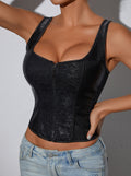 Square Neck Lace-Up Corset Top, Body Shaping Bustier
