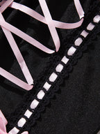 Lace-Up Corset Lingerie Set with Garter Straps