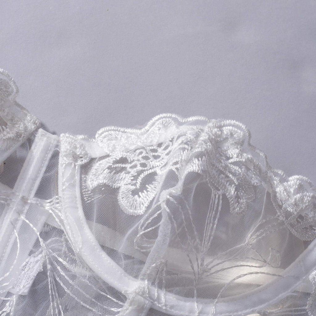 Romantic White Floral Lace Lingerie Set