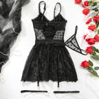 Cut‑Out Open‑Back Lace Garter Chemise