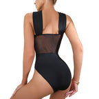 Crisscross Halter Bodysuit with Boned Mesh Panel