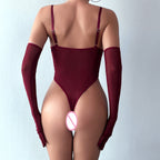 Minimalist Deep V Open Back Slim See-Through Nightwear