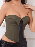 Strapless Push-Up Corset Top with Tie Detail & Back Lace-Up