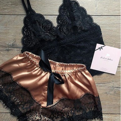 New Lace Lingerie Pajama Set, 2-Piece