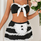 French Maid Lingerie Set with Pom Pom Tail