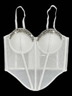 Rhinestone-Trimmed Sheer Corset Bustier