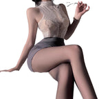 Sexy Flight Attendant Secretary Bodycon Dress with Hollow-Out Uniform Style