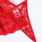 Floral Lace Garter Mini Skirt Lingerie Set