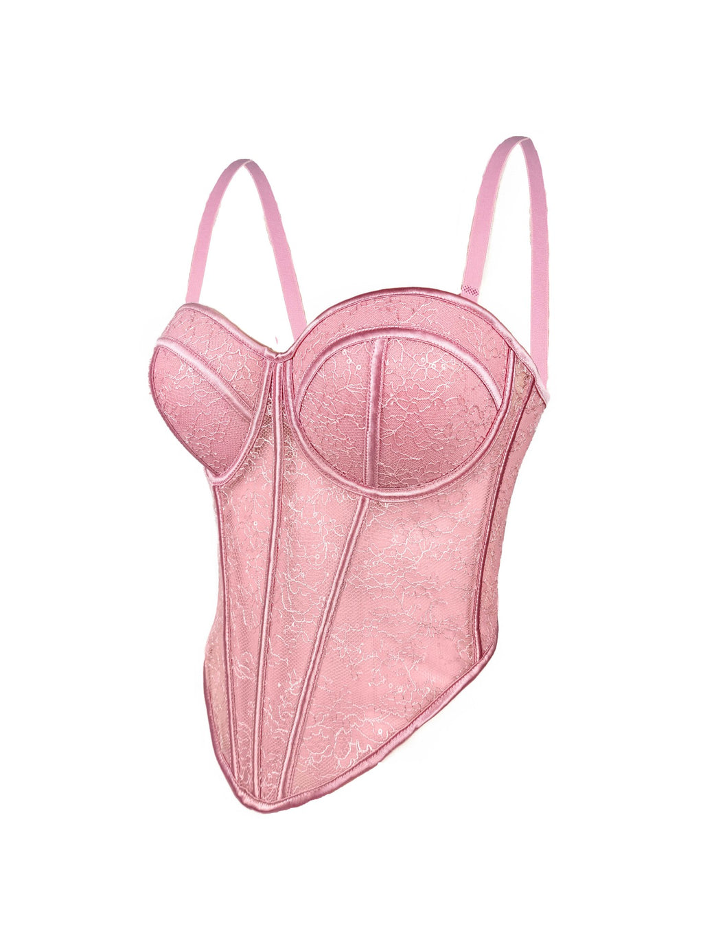 Seductive Sheer Lace Corset Top with Structured Underwire Cups