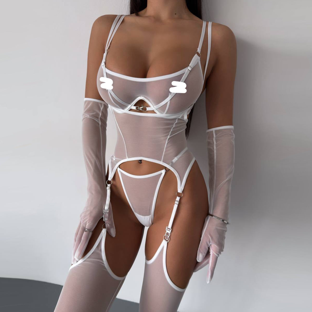 Sheer Mesh Harness Lingerie Set