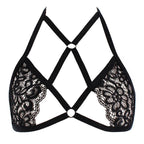 Floral Lace Crisscross Strap Hollow Bralette