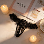 Romantic Floral Lace Lingerie Thong with Pearl Bead Detail