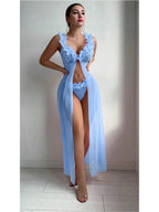 Women's Sexy Printed Spaghetti Strap Long Nightgown with Side Slit