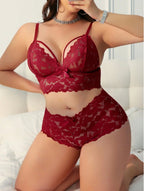 Lace Slim-Fit Bra Set Sheer Sleepwear Lingerie Plus Size