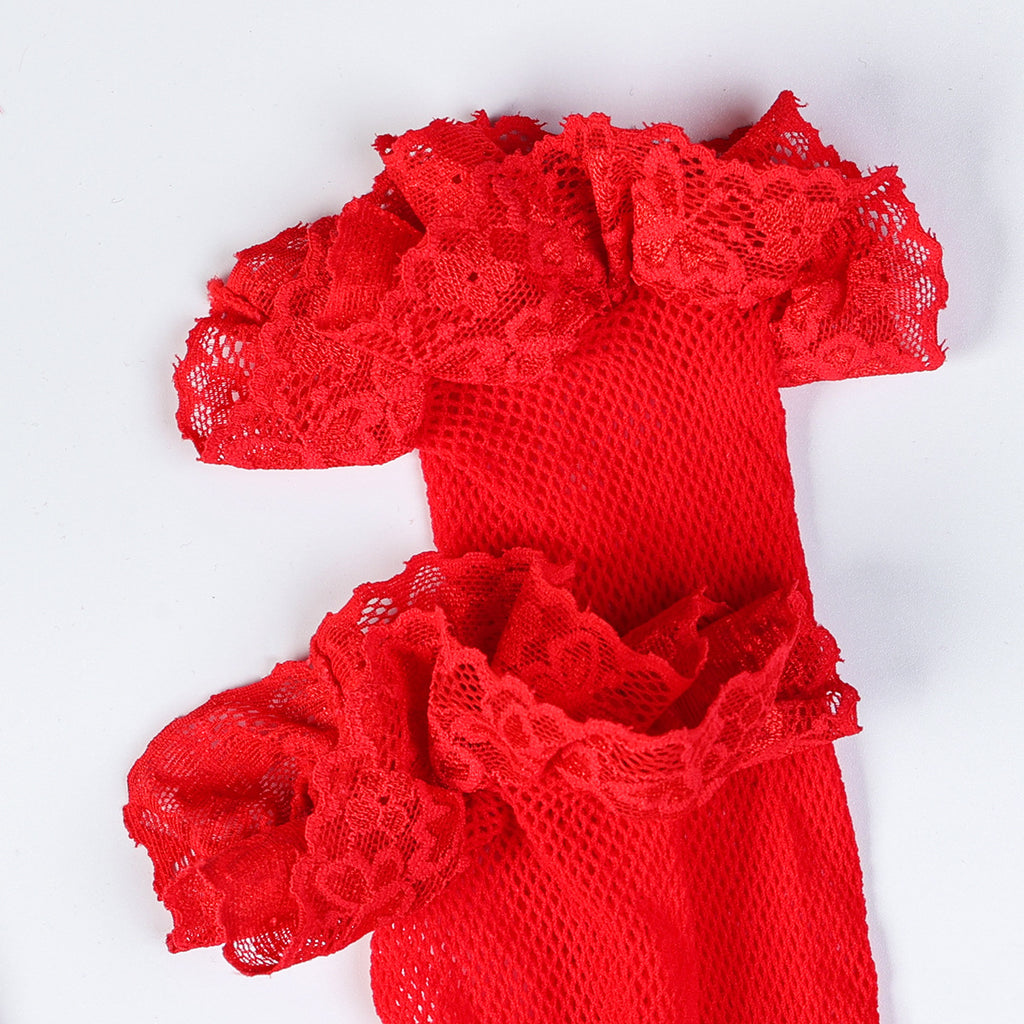 Floral Lace Garter Mini Skirt Lingerie Set
