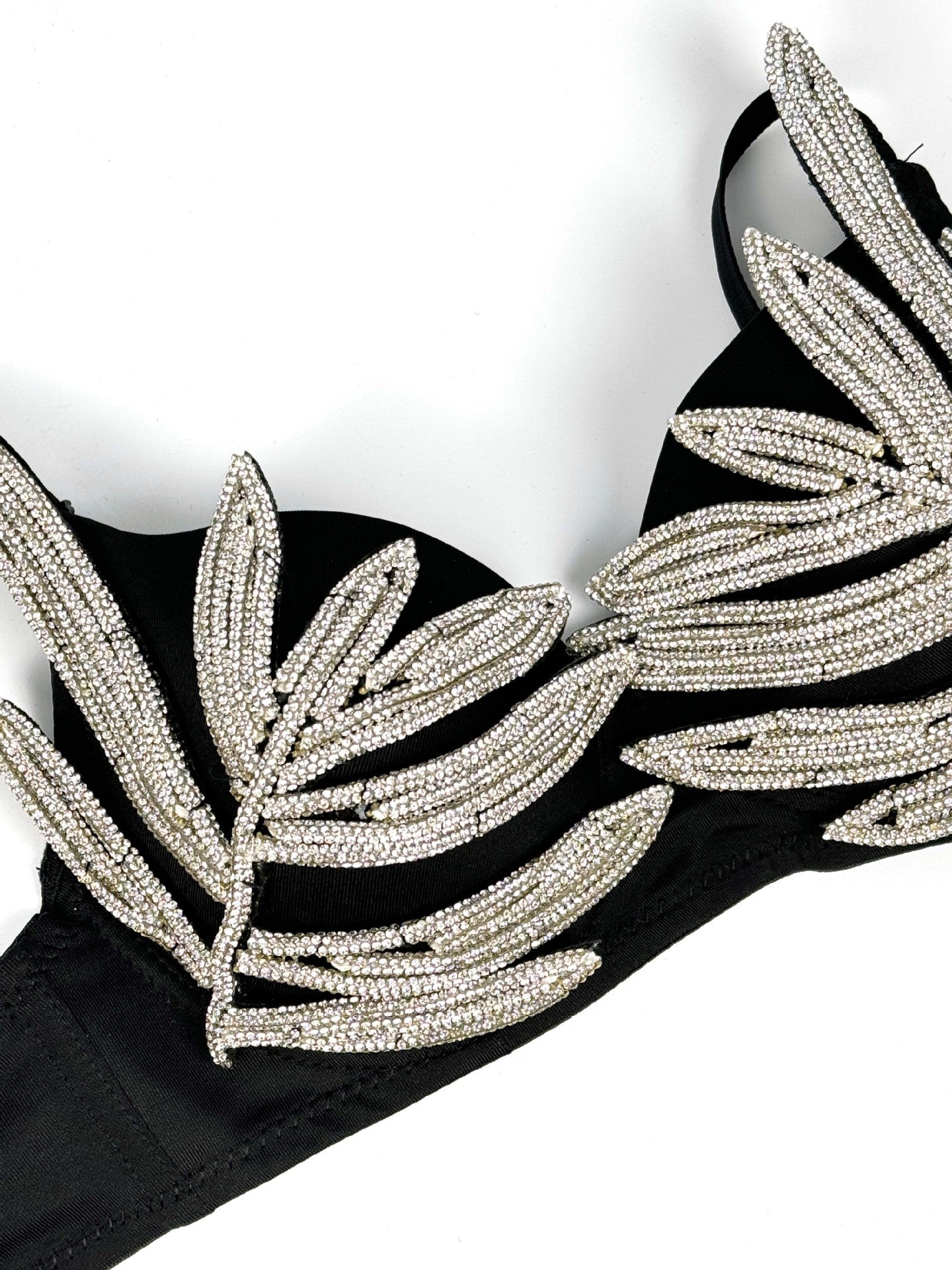 Leaf-Shaped Rhinestone Embellished Push-Up Bra