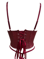Open Cup Leather Lingerie Corset with Adjustable Straps