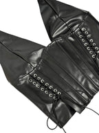 Faux Leather Halter Corset Top with Side Lace-Up Closure