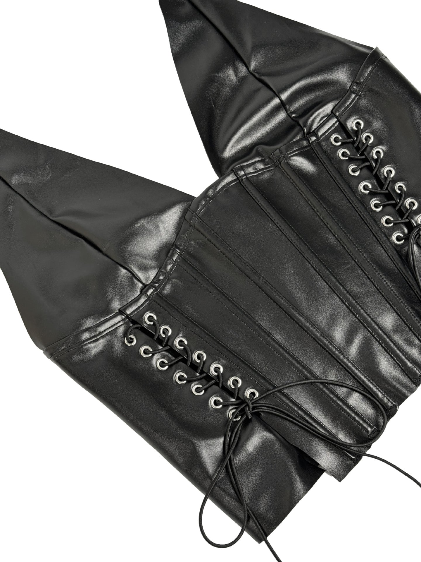 Faux Leather Halter Corset Top with Side Lace-Up Closure