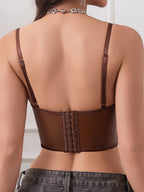 Leather Corset Top with Lace-Up Detail & Boning Support