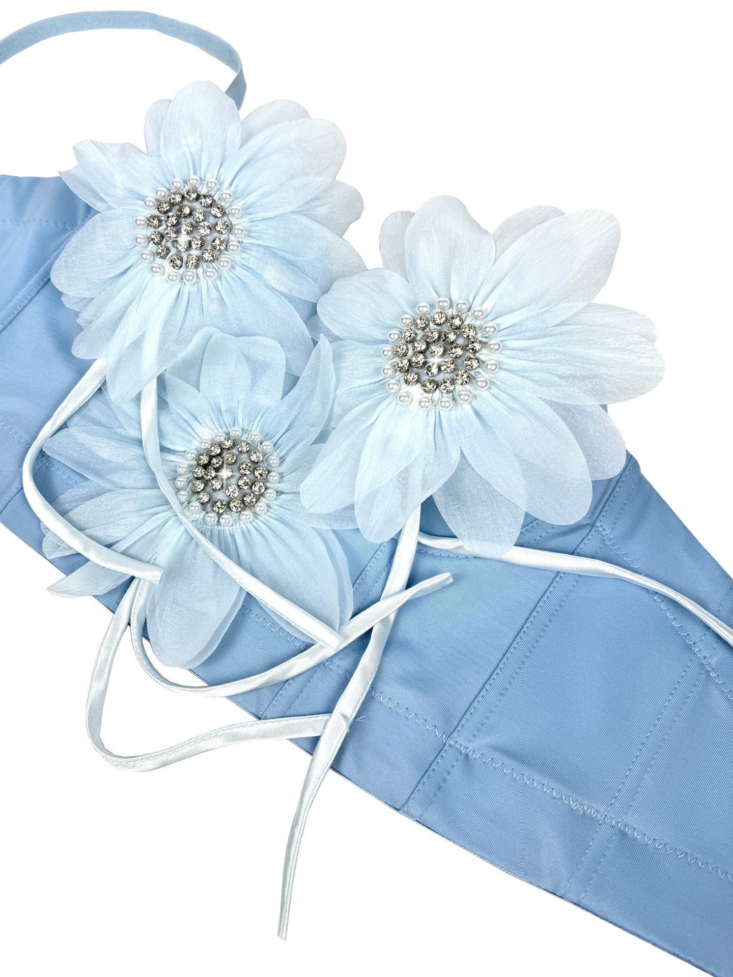 Flower-Appliqué Corset Lingerie Top