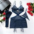 Floral Lace Criss‑Cross Cut‑Out Lingerie Set