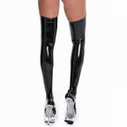 Shiny Patent Leather Thigh-High Stockings with Smooth Stretch