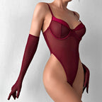 Minimalist Deep V Open Back Slim See-Through Nightwear