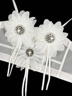 Flower-Appliqué Corset Lingerie Top